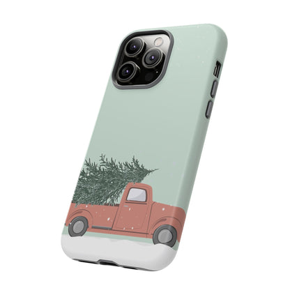 Vintage Red Truck with Christmas Tree Phone Case | iPhone, Samsung, Pixel - Personalized Stylish Crafts