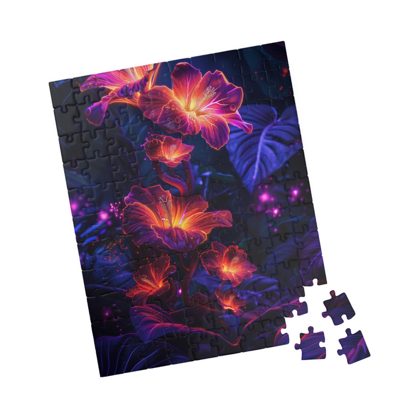 Floral Neon Art 1000 piece Jigsaw Puzzle for Adults and Kids - Personalized Stylish Crafts