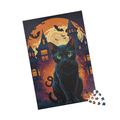 Black Cat in Spooky Shadows Jigsaw Puzzle - Cool Colourful Design - Personalized Stylish Crafts