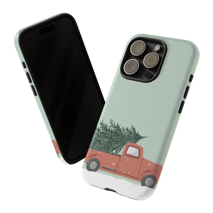 Vintage Red Truck with Christmas Tree Phone Case | iPhone, Samsung, Pixel - Personalized Stylish Crafts