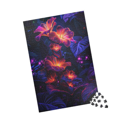 Floral Neon Art 1000 piece Jigsaw Puzzle for Adults and Kids - Personalized Stylish Crafts