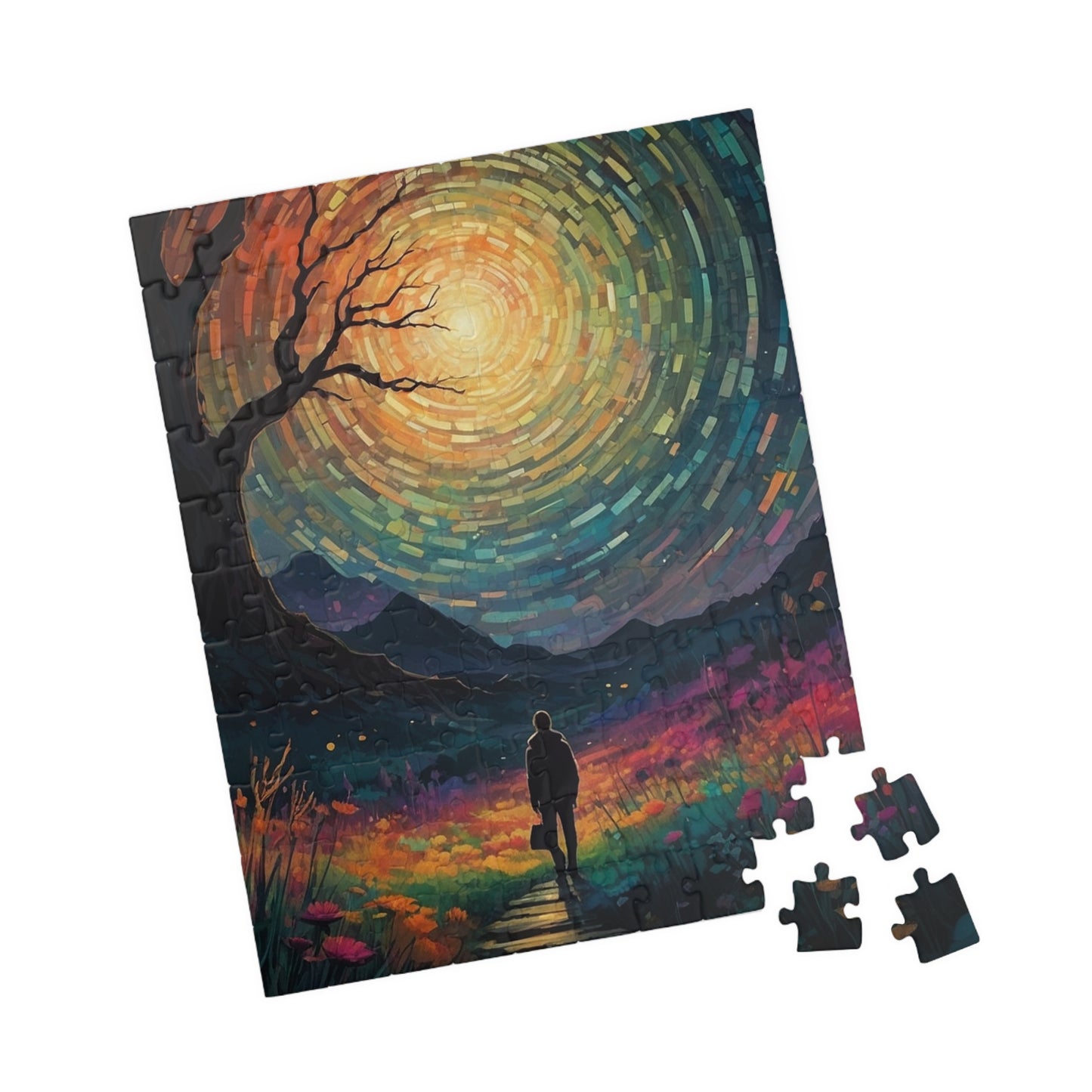 Trippy Sunset Art Jigsaw Puzzle - Colourful Fun Design - Personalized Stylish Crafts