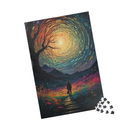 Trippy Sunset Art Jigsaw Puzzle - Colourful Fun Design - Personalized Stylish Crafts