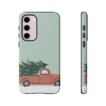 Vintage Red Truck with Christmas Tree Phone Case | iPhone, Samsung, Pixel - Personalized Stylish Crafts