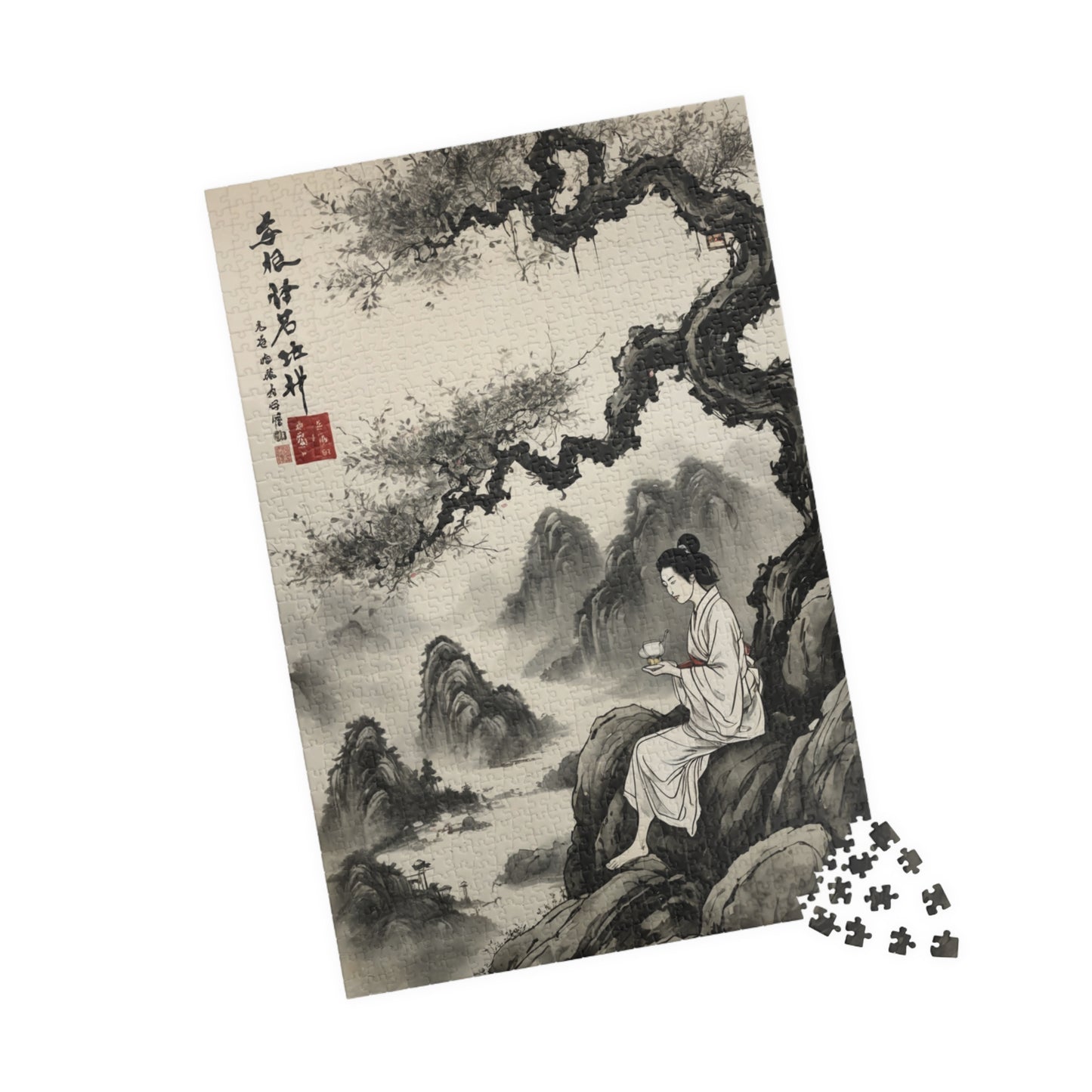 Traditional Japanese Art Jigsaw Puzzle - Bold Vintage Design - Personalized Stylish Crafts