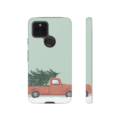 Vintage Red Truck with Christmas Tree Phone Case | iPhone, Samsung, Pixel - Personalized Stylish Crafts