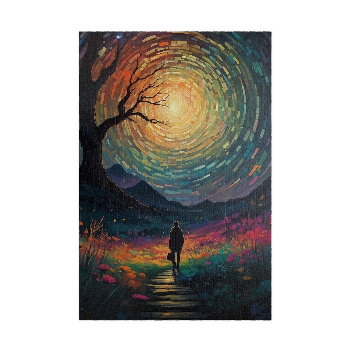 Trippy Sunset Art Jigsaw Puzzle - Colourful Fun Design - Personalized Stylish Crafts