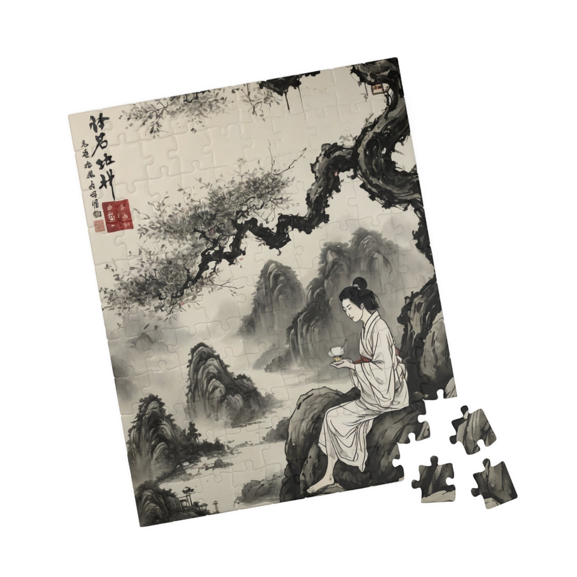 Traditional Japanese Art Jigsaw Puzzle - Bold Vintage Design - Personalized Stylish Crafts