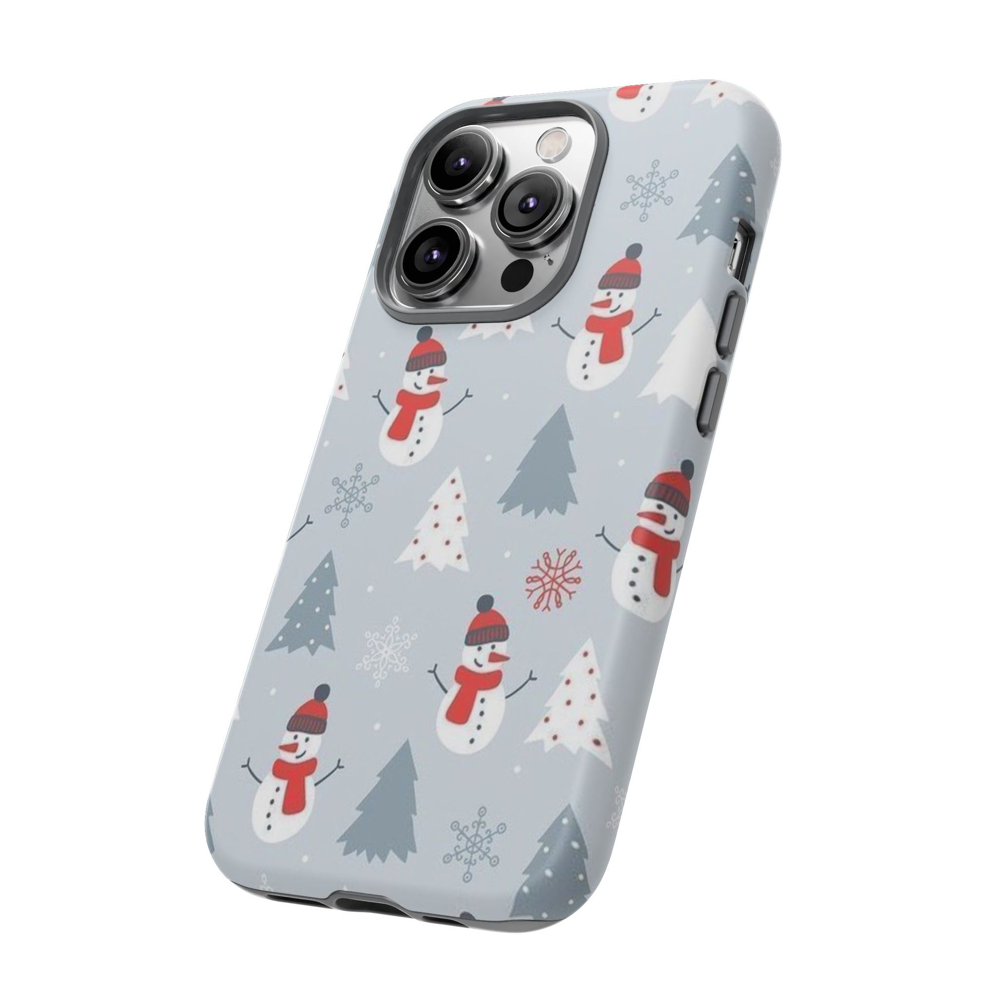 Baby Blue IPhone 14 Case with Christmas Holiday Pattern Design - Personalized Stylish Crafts