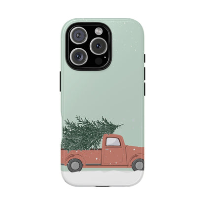 Vintage Red Truck with Christmas Tree Phone Case | iPhone, Samsung, Pixel - Personalized Stylish Crafts