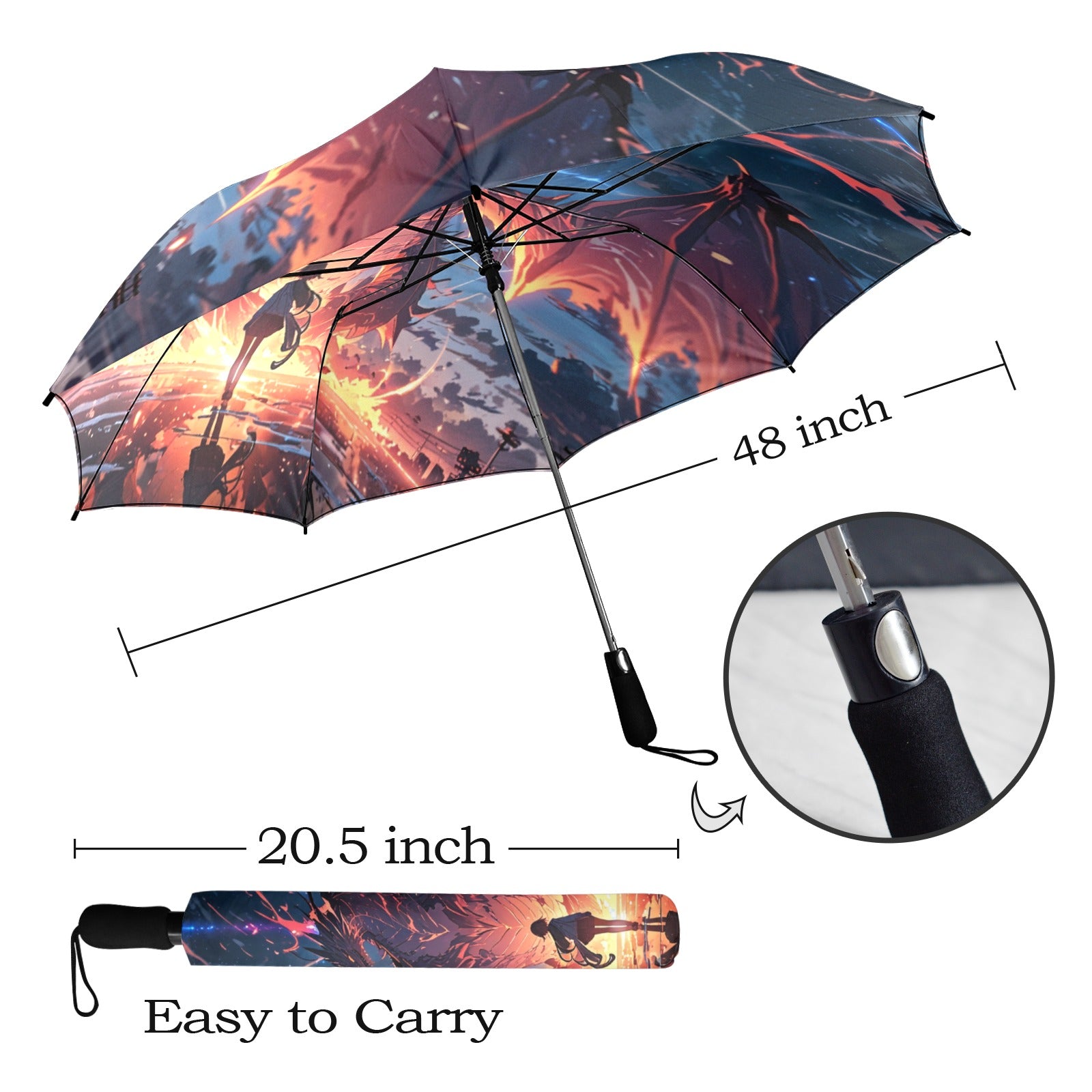 Anime Art Umbrella - Custom Dragon Design Gift for Kids