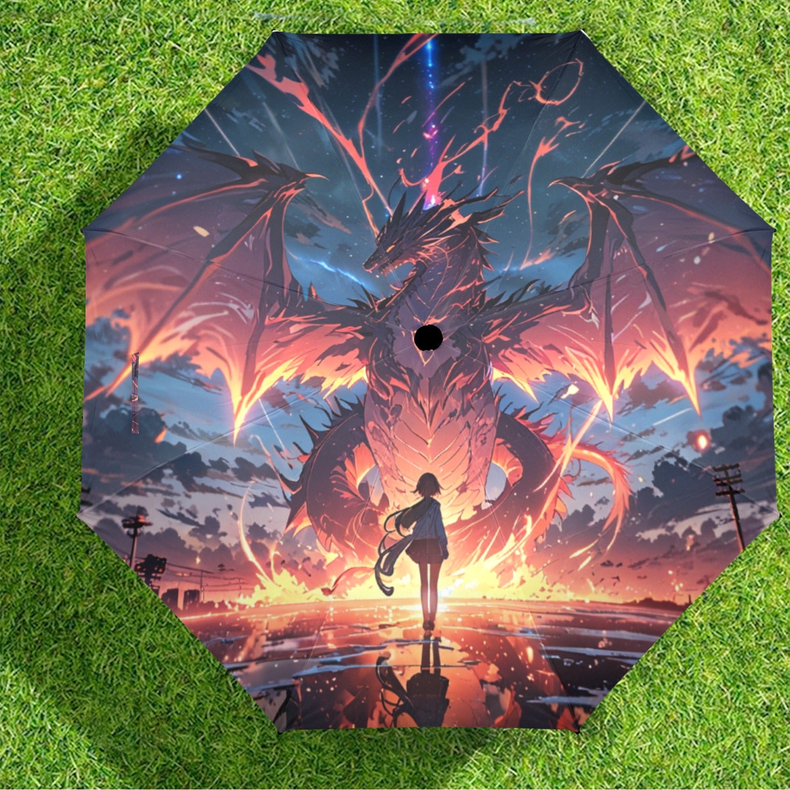 Anime Art Umbrella - Custom Dragon Design Gift for Kids