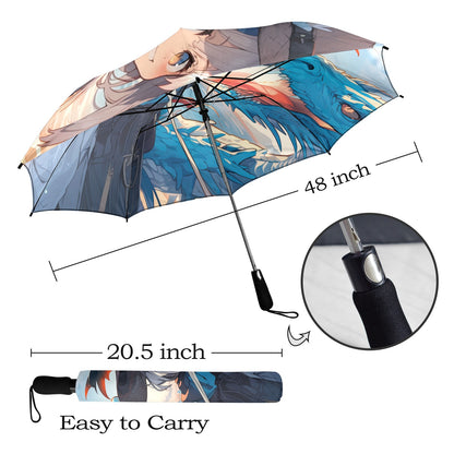 Custom Anime Girl Umbrella - Windproof and Compact for Kids