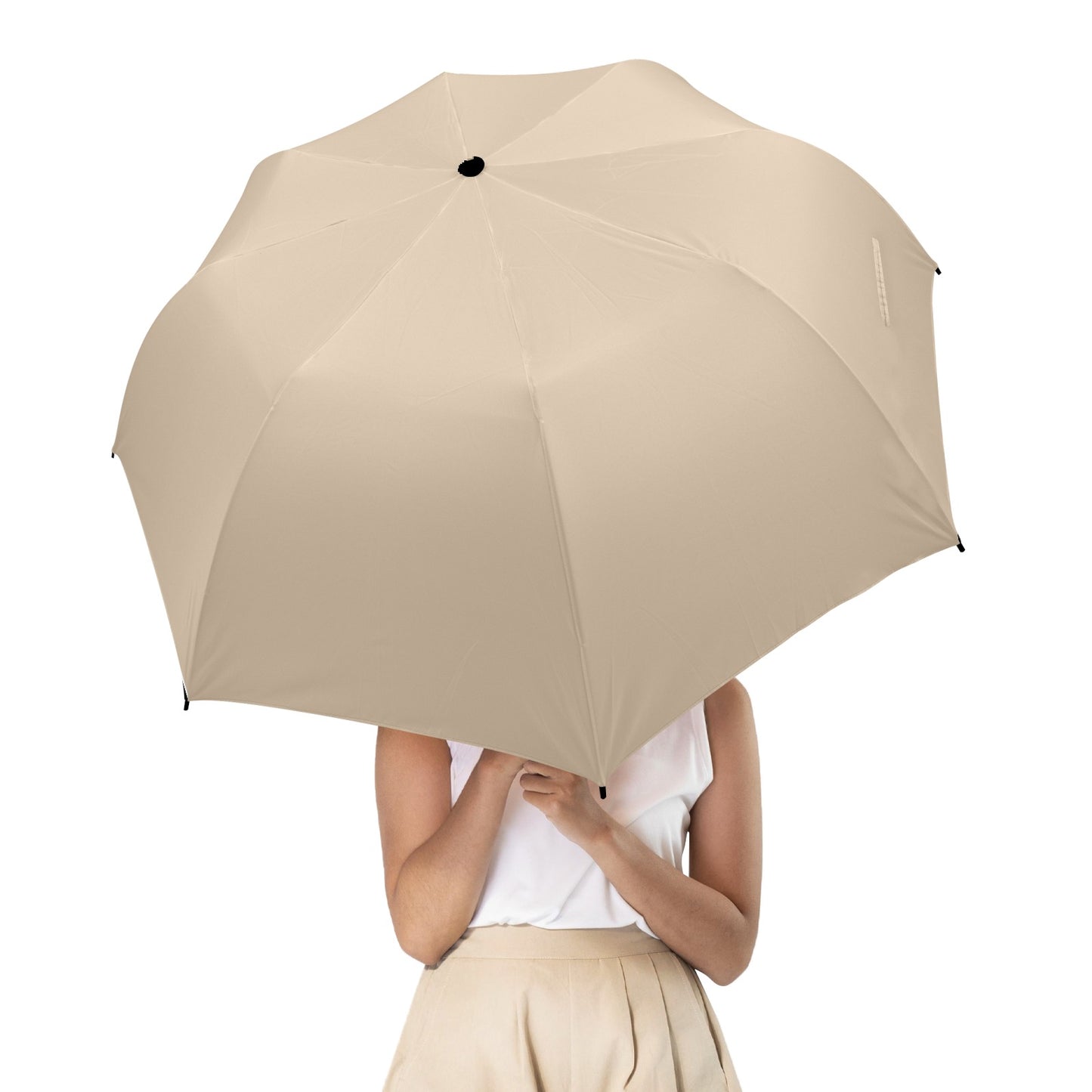 Minimalistic Design Beige Umbrella - Windproof and Compact for Travel