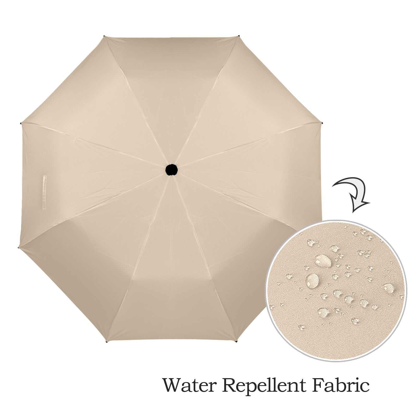 Minimalistic Design Beige Umbrella - Windproof and Compact for Travel