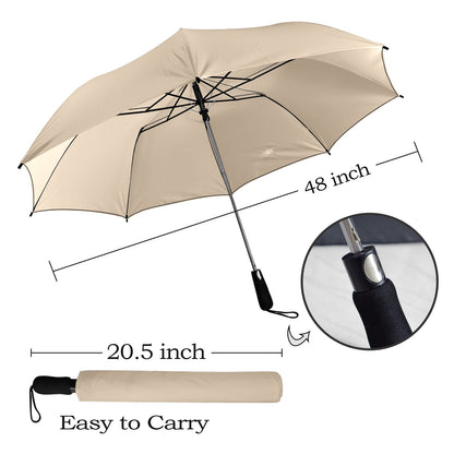 Minimalistic Design Beige Umbrella - Windproof and Compact for Travel