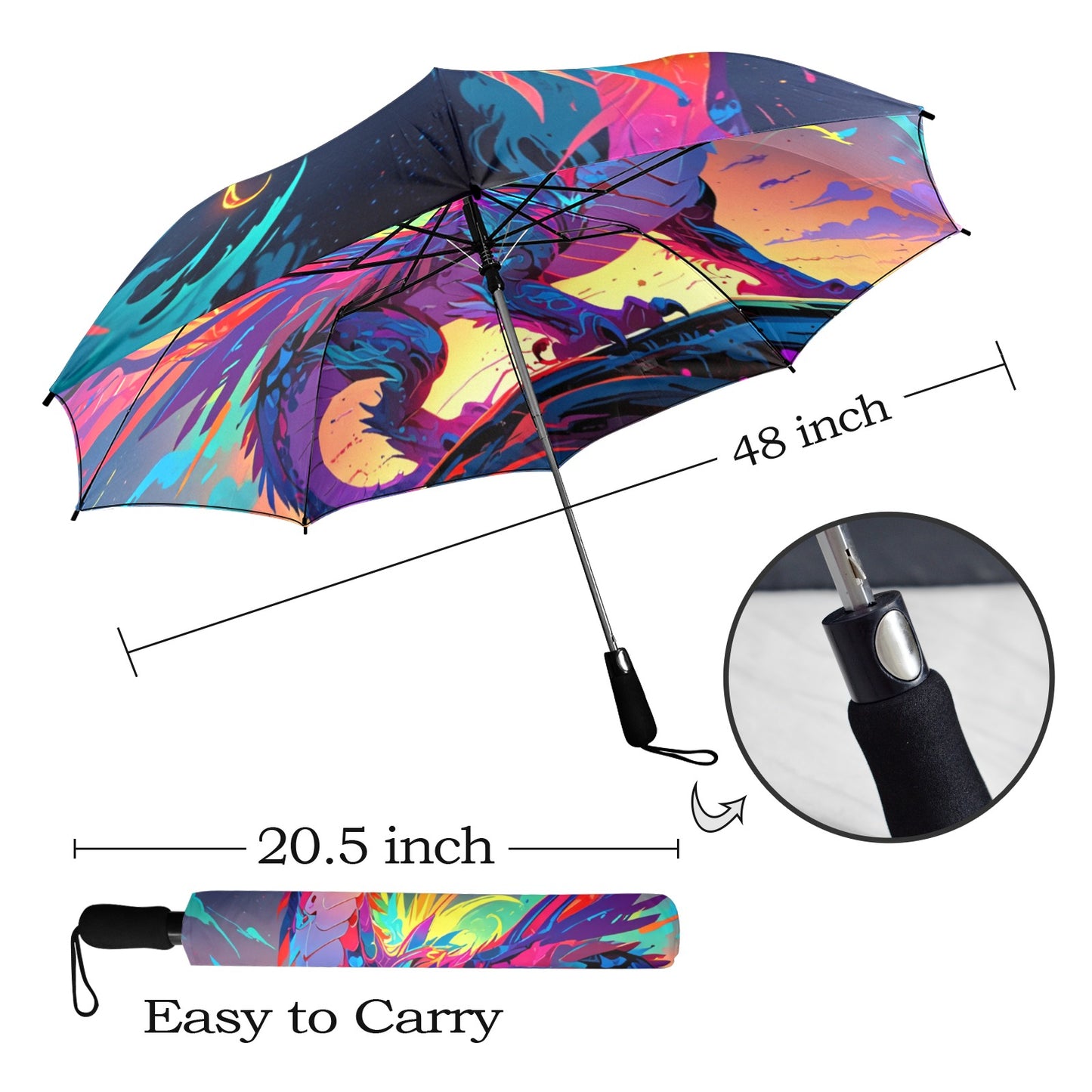 Anime Cartoon Umbrella - Dragon Design Gift for Kids