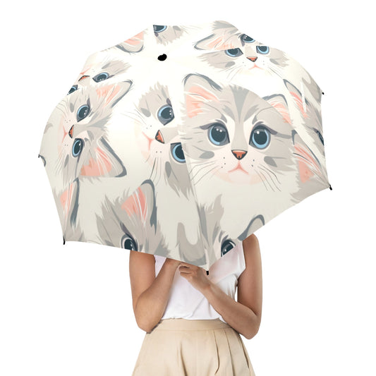 Cat Design Umbrella - Windproof and Compact for Kids & Women