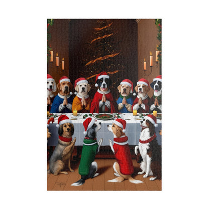 Christmas Dog Last Supper Jigsaw Puzzle 