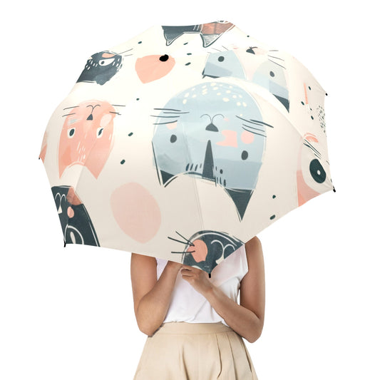 Cute Cat Pattern Umbrella - Windproof and Compact for Kids & Women