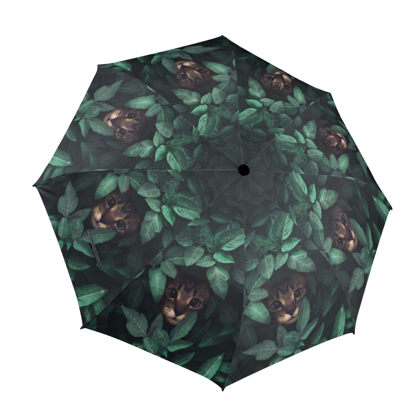 Cute Cat Umbrella - Windproof, Compact and Stylish Leaves Design