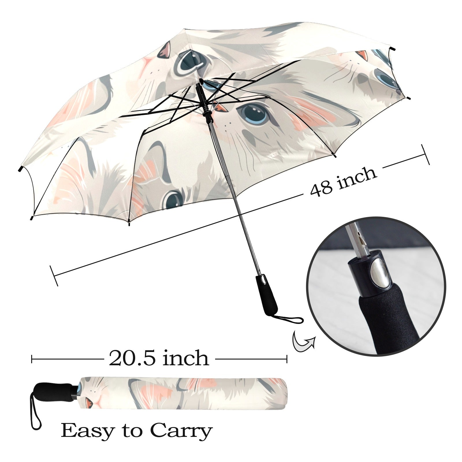 Cute Cat Umbrella - Windproof, Compact and Stylish for Kids and Women