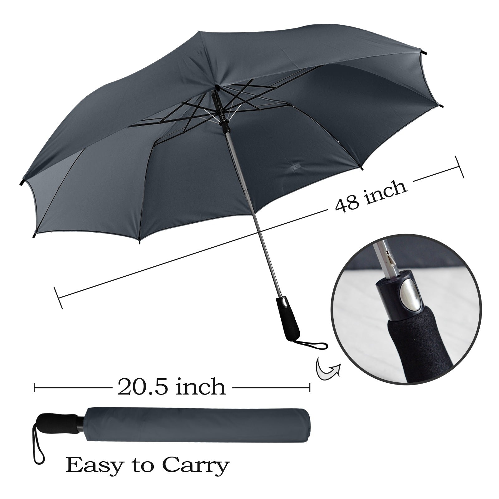 Minimalistic Dark Design Umbrella - Windproof and Compact for Travel