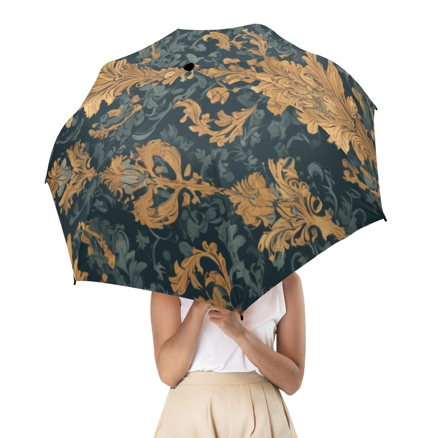 Golden Autumn Umbrella - Windproof and Compact for Fall Travel