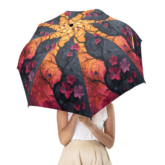 Graphic Autumn Umbrella - Windproof and Compact for Fall Travel