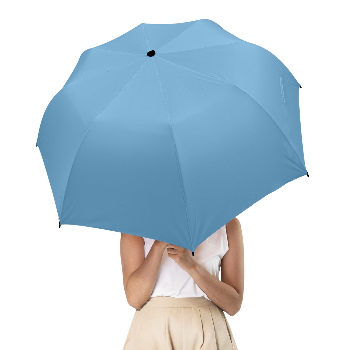 Light Blue Umbrella - Windproof and Compact for Travel & Kids