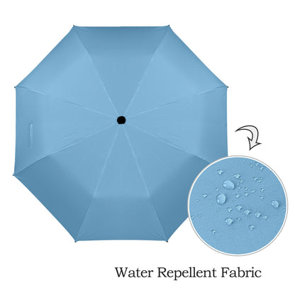 Light Blue Umbrella - Windproof and Compact for Travel & Kids