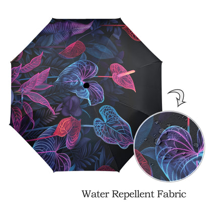 Neon Flower Umbrella - Windproof & Compact Travel Gift for Women