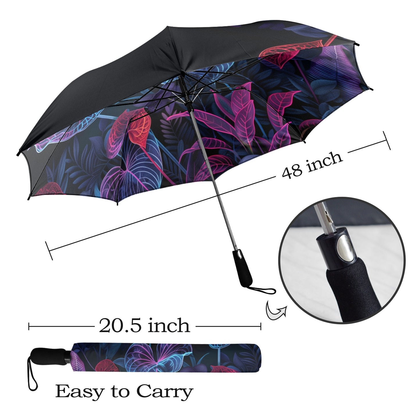 Neon Flower Umbrella - Windproof & Compact Travel Gift for Women