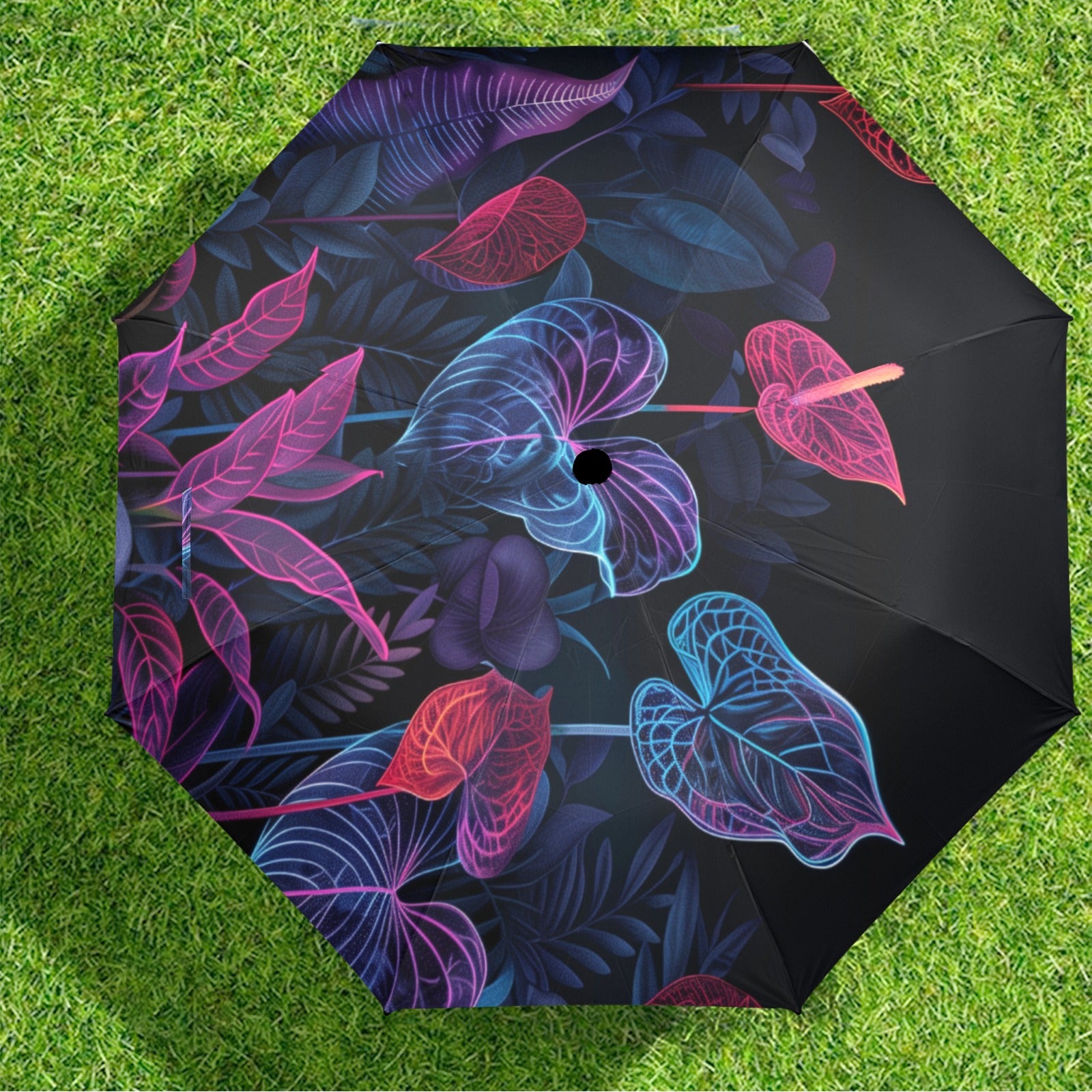 Neon Flower Umbrella - Windproof & Compact Travel Gift for Women