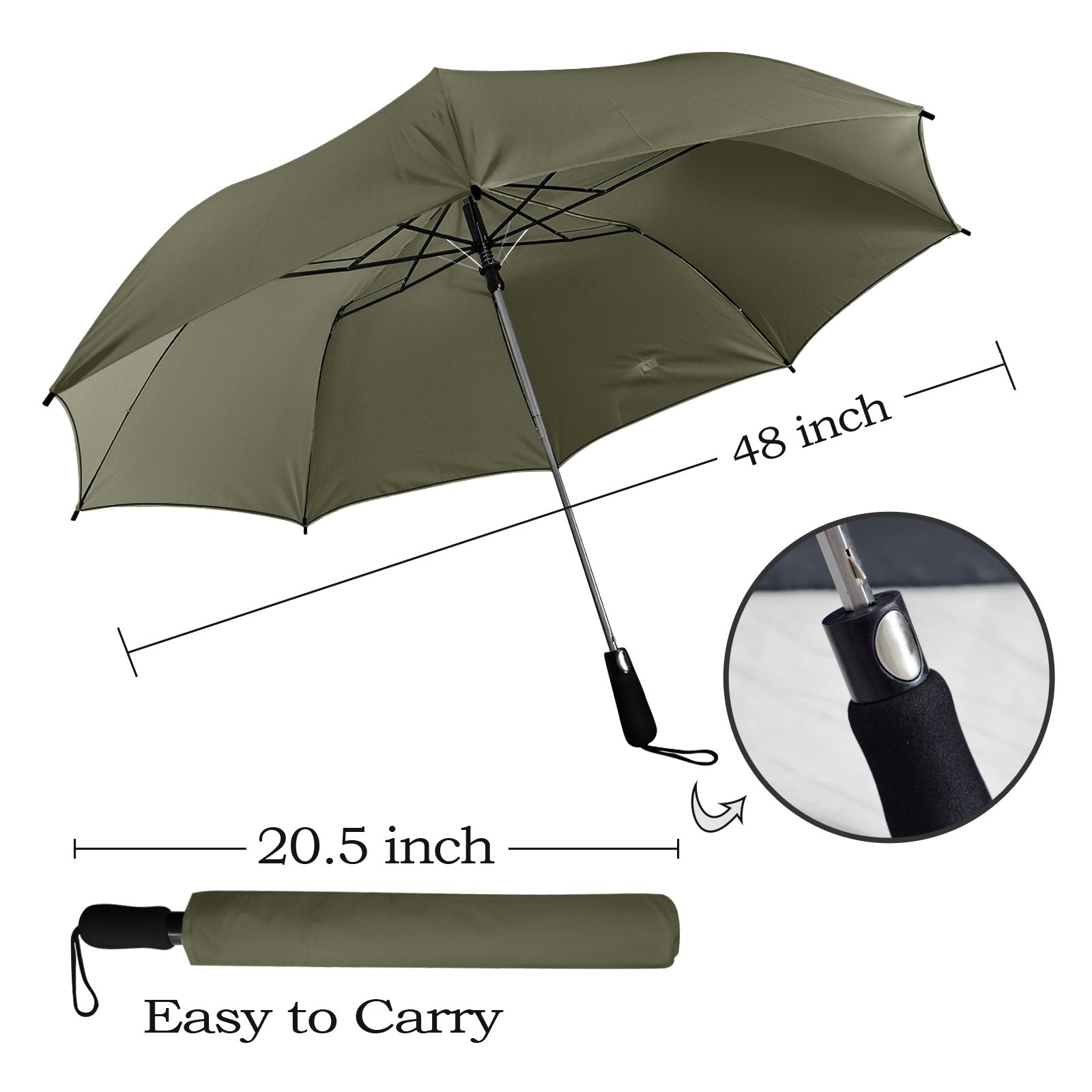 Olive Green Umbrella - Windproof and Compact for Travel & Kids