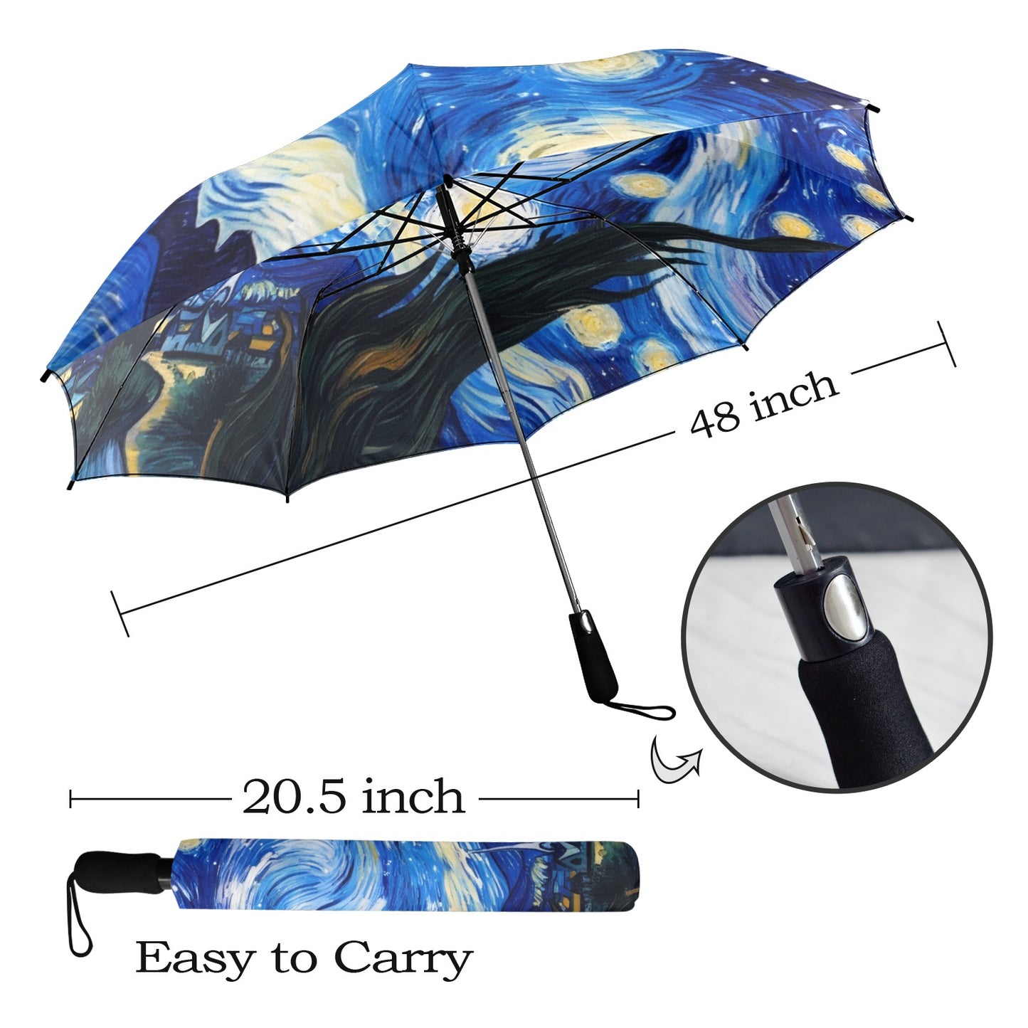 Vincent van Gogh Starry Night Umbrella - Windproof and Compact